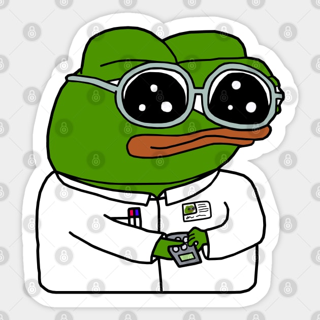 Scientist Pepe Lab coat Apu Sticker by Lean Mean Meme Machine